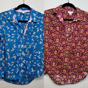 Lot of 2 Sundance Womens Long Sleeve Blouse Size Petite Small Cotton